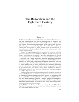 The Restoration and the Eighteenth Century