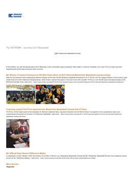 The NETWORK - Summer 2012 Newsletter