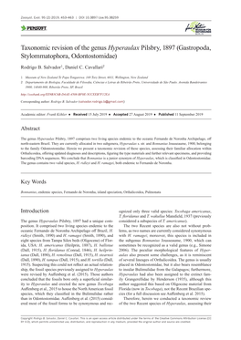 Taxonomic Revision of the Genus Hyperaulax Pilsbry, 1897 (Gastropoda, Stylommatophora, Odontostomidae)