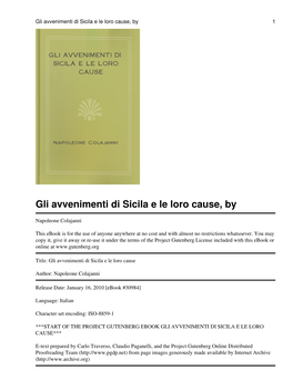 Napoleone Colajanni Gli Avvenimenti Di Sicila E Le Loro Cause