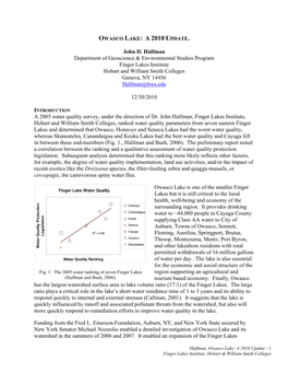 Owasco Lake: a 2010 Update