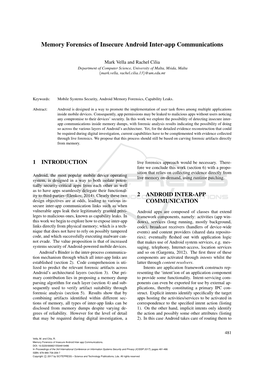 Memory Forensics of Insecure Android Inter-App Communications