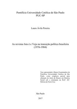 As Revistas Isto É E Veja Na Transição Política Brasileira (1976-1984)