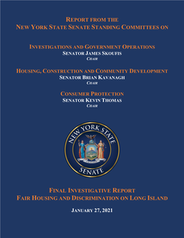 Final Investigative Report Fair Housing and Discrimination on Long Island
