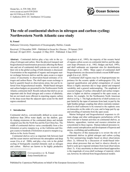 The Role of Continental Shelves in Nitrogen and Carbon Cycling: Northwestern North Atlantic Case Study