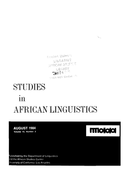 Studies African Linguistics