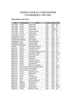 Indeks Over Illustrasjoner Fauskeboka 1980-2002