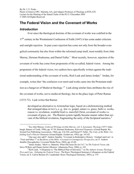 The Federal Vision and the Covenant of Works