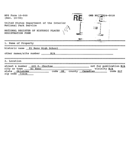 United States Department of the Interior National Park Service NATIONAL REGISTER of HISTORIC PLACES REGISTRATION FORM