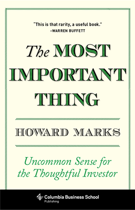 The Most Important Thing Is Destined to Become an Investment Classic—It Ments of Market Opportunity and Risk