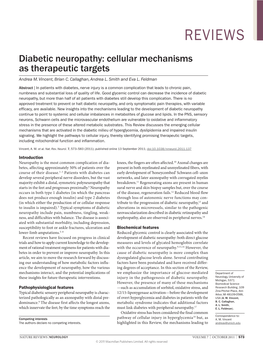 Diabetic Neuropathy: Cellular Mechanisms As Therapeutic Targets Andrea M