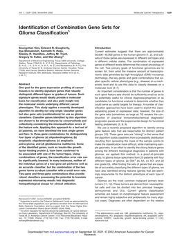 Identification of Combination Gene Sets for Glioma Classification1