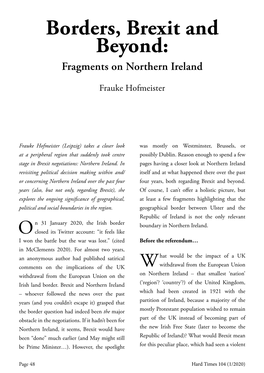 Borders, Brexit and Beyond: Fragments on Northern Ireland