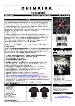 CHIMAIRAC H I M a I R a - the Infection - Genre: Metal 27361 2335 Digi + DVD -0 CD-2 VÖ: 24.04.2009