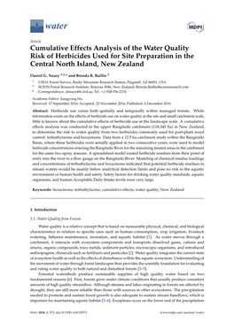 Cumulative Effects Analysis of the Water Quality Risk of Herbicides Used for Site Preparation in the Central North Island, New Zealand