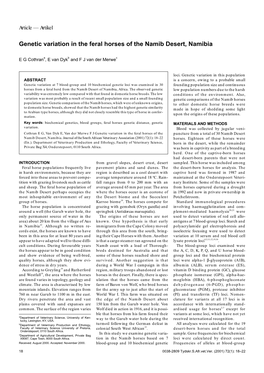 Genetic Variation in the Feral Horses of the Namib Desert, Namibia