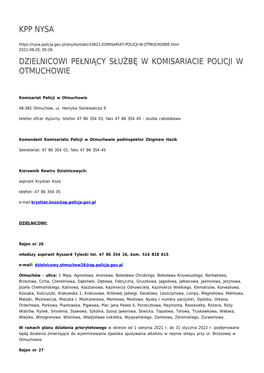 Dzielnicowi Pełniący Służbę W Komisariacie Policji W Otmuchowie