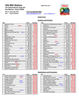 Thomas Order Form