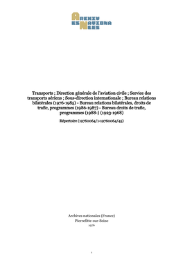 Direction Générale De L'aviation Civile ; Service Des Transports Aériens