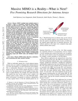 Massive MIMO Is a Reality—What Is Next? Five Promising Research Directions for Antenna Arrays