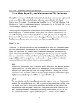 Facts About Equal Pay and Compensation Discrimination