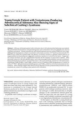 Young Female Patient with Testosterone-Producing Adrenocortical Adenoma Also Showing Signs of Subclinical Cushing's Syndrome