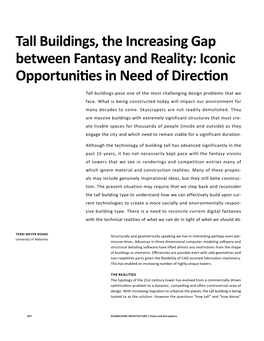 Tall Buildings, the Increasing Gap Between Fantasy and Reality: Iconic Opportunities in Need of Direction