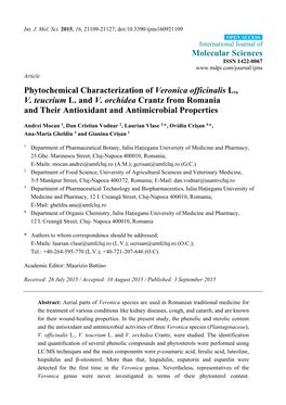 Phytochemical Characterization of Veronica Officinalis L., V. Teucrium L