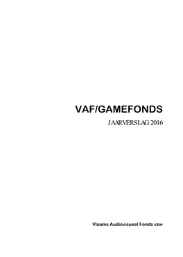 Vaf/Gamefonds Jaarverslag 2016