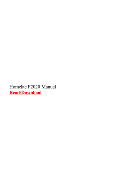 Homelite F2020 Manual