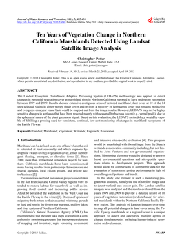 Ten Years of Vegetation Change in Northern California Marshlands Detected Using Landsat Satellite Image Analysis