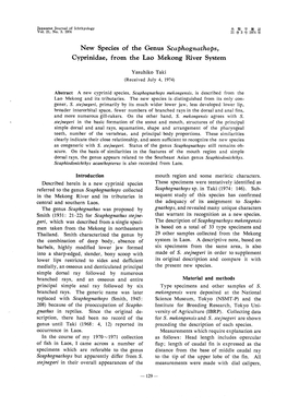 Made of S.Stejnegeri in Order to Supplement Its Original Description and Compare It with the Present New Species. Material and M