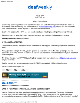 Deafweekly May 3, 2006 Deafweekly