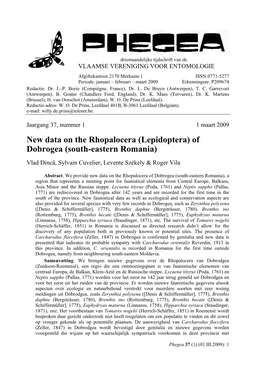 New Data on the Rhopalocera (Lepidoptera) of Dobrogea (South-Eastern Romania)