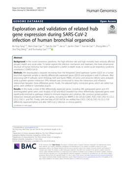 Exploration and Validation of Related Hub Gene Expression During SARS-Cov-2 Infection of Human Bronchial Organoids