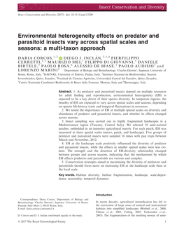 Environmental Heterogeneity Effects on Predator and Parasitoid Insects Vary Across Spatial Scales and Seasons: a Multi-Taxon Approach