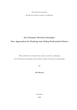 On Consumer Decision Strategies: New Approaches for Studying And
