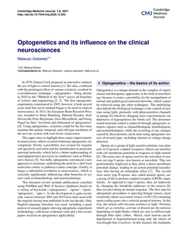 Optogenetics and Its Influence on the Clinical Neurosciences