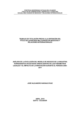 Trabajo De Titulación Previa a La Obtención Del Título De Licenciada Multilingüe En Negocios Y Relaciones Internacionales