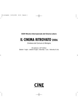 IL CINEMA RITROVATO 2006 Cineteca Del Comune Di Bologna