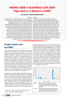 VISOKE VODE V SLOVENIJI LETA 2007 High Waters in Slovenia in 2007