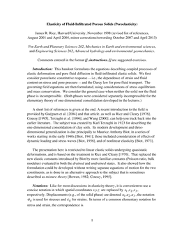 1 Elasticity of Fluid-Infiltrated Porous Solids (Poroelasticity)