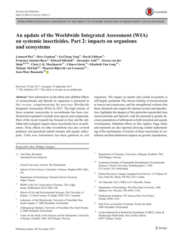 (WIA) on Systemic Insecticides. Part 2: Impacts on Organisms and Ecosystems