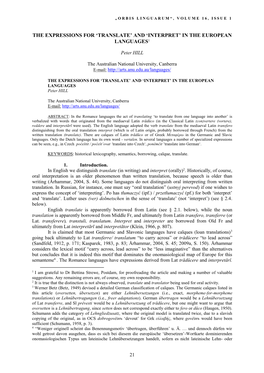 The Expressions for 'Translate' and 'Interpret' In