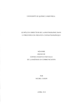 Le Rôle Du Directeur De La Photographie Dans Le Processus De Création Cinématographique