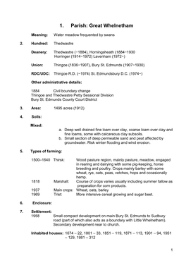 1. Parish: Great Whelnetham