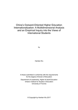 China's Outward-Oriented Higher Education Internationalization