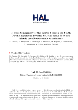 P-Wave Tomography of the Mantle Beneath the South Pacific Superswell Revealed by Joint Ocean Floor and Islands Broadband Seismic