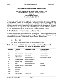 Free Radical and Radiation Biology Program EMRB 68 the University of Iowa Iowa City, IA 52242-1101