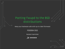 Porting Fwupd to the BSD Distributions